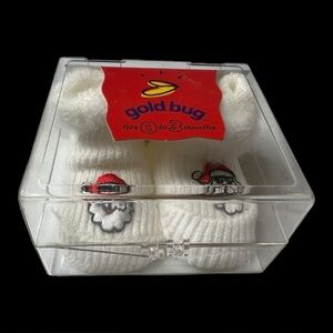 Gold Bug 90s Vintage Santa Christmas Sock Shoes Size 0-3 Months New